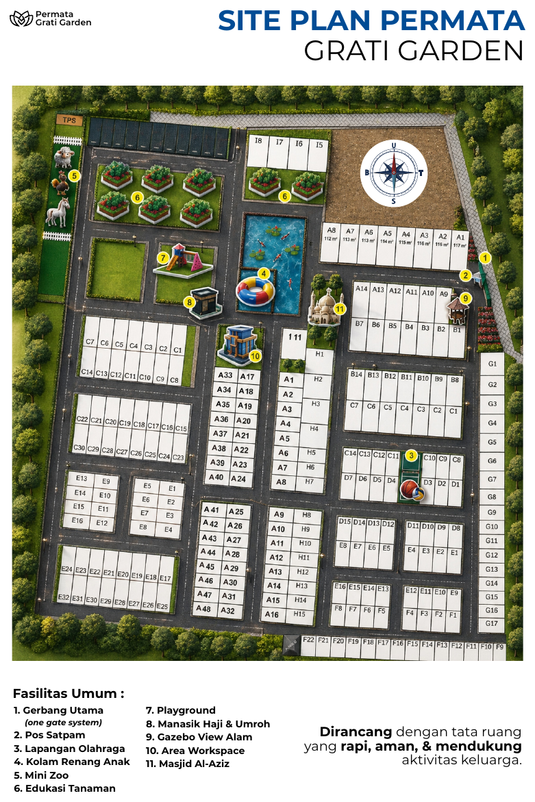 Site Plan resmi Kawasan Permata Grati Garden seluas 8 Hektar